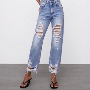 Zara straight leg distressed “Pepper Mom” jeans